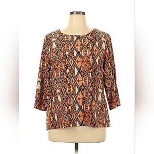 Emily Daniels Top Womens Size Largel Long 3/4 Sleeve Blouse  Multicolor stretch